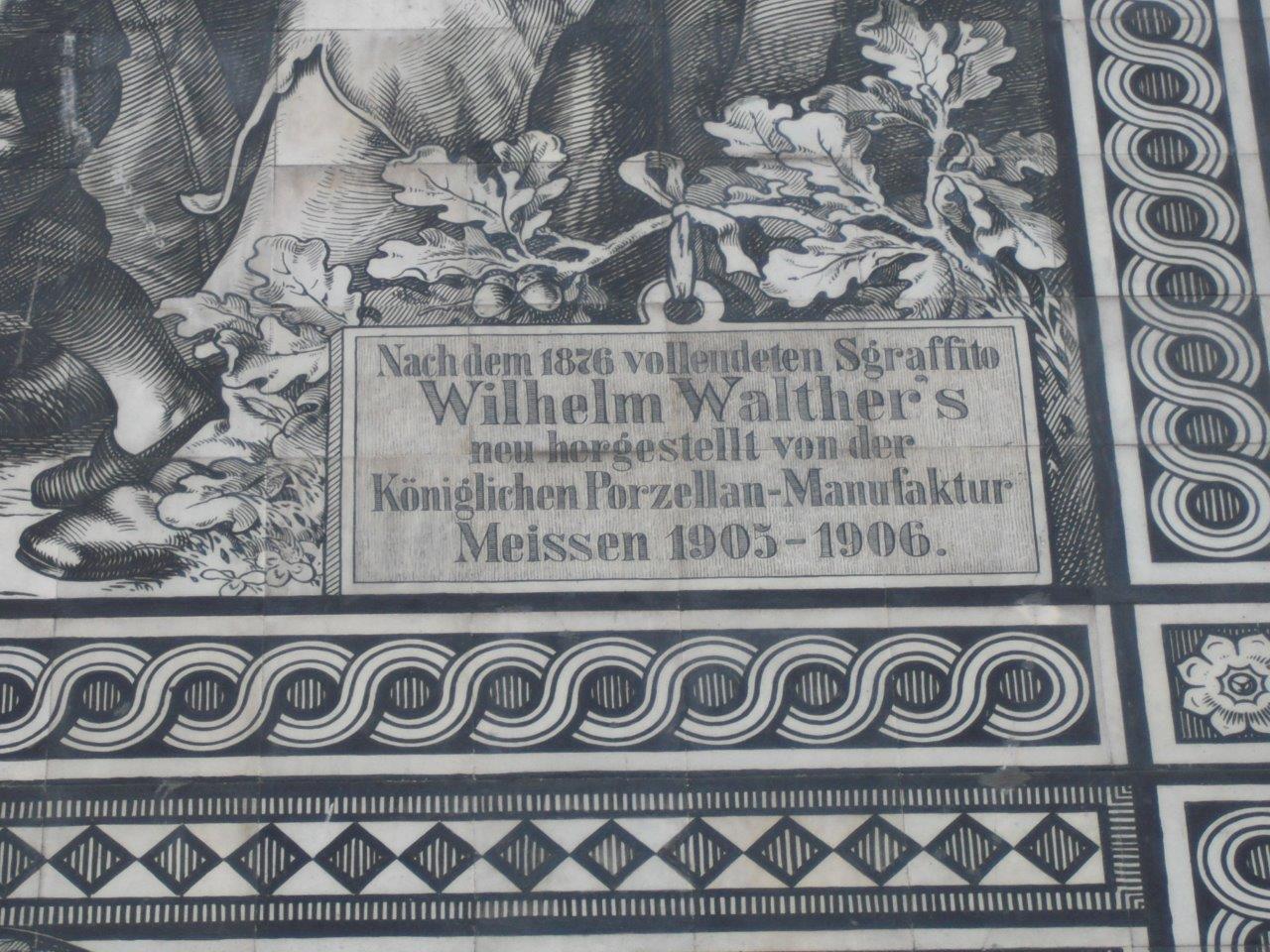 Detailansicht des Fürstenzugs in Dresden: Porzellanmanufaktur Meißen 1905-1906
