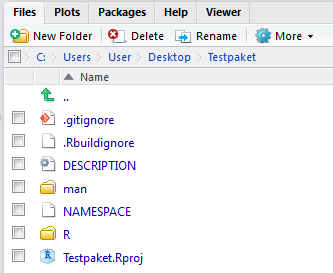 RStudio Dateistruktur für R-Paket