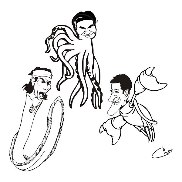 Federer, Nadal, Djokovic Cartoon