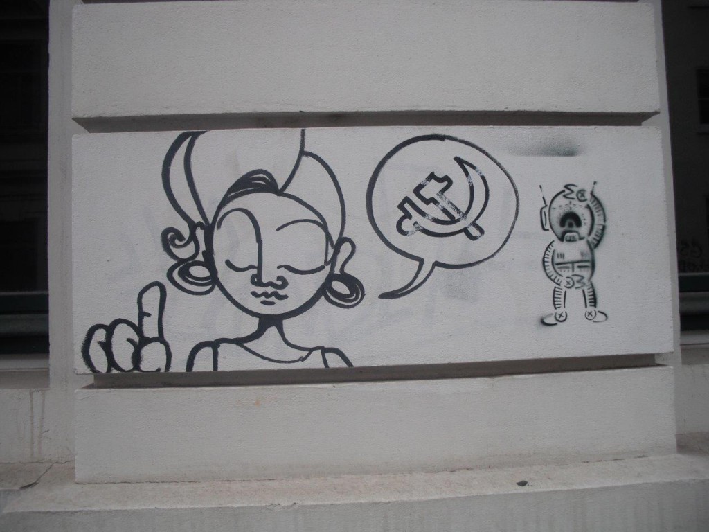Graffiti mit Hammer und Sichel, Dresden Neustadt